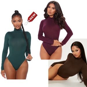 Fashion Nova Pamela Turtleneck long sleeve bodysuit Sz M NWT bundle